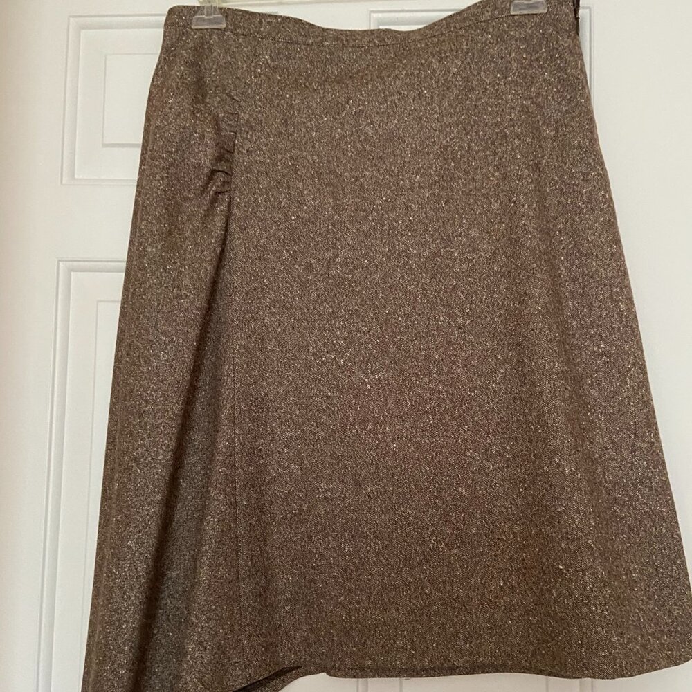 Banana Republic Assymetric  Brown Skirt sz 10 54% Wool Lined Zipper Italy